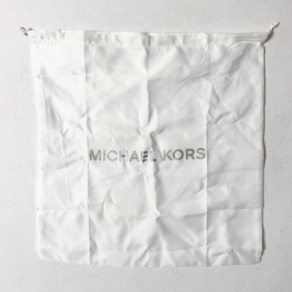 Michael Kors‎ White Satin Drawstring Dust Bag Silver Glitter Logo 18x18 Large